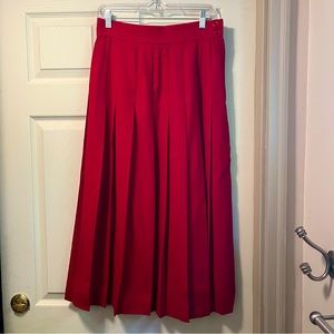 Talbots Vintage Pleated 100% Wool Midi Skirt Size 10 Red